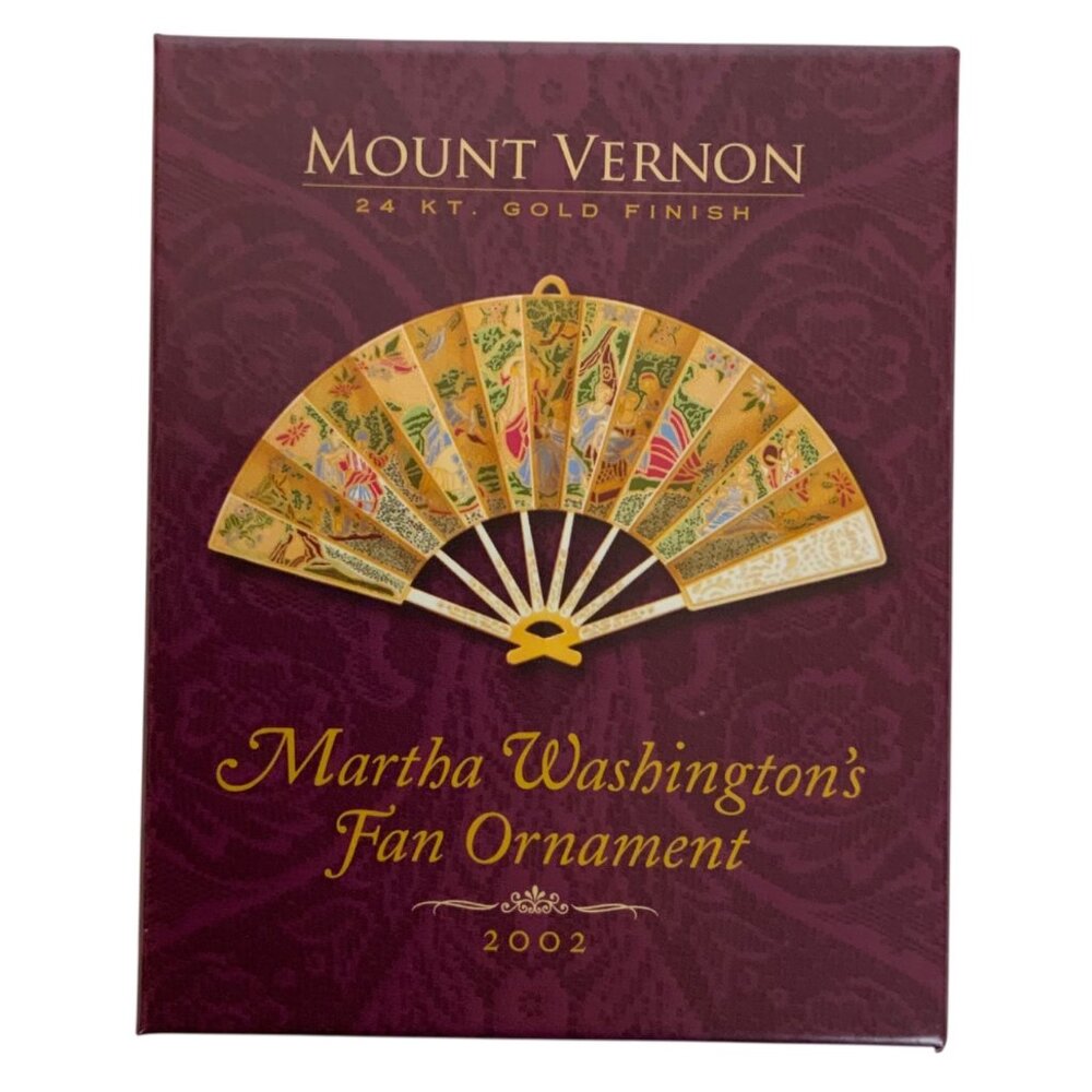 Mount Vernon Martha Washingtons Fan Ornament 2002 24KT Gold Finish By Chemart